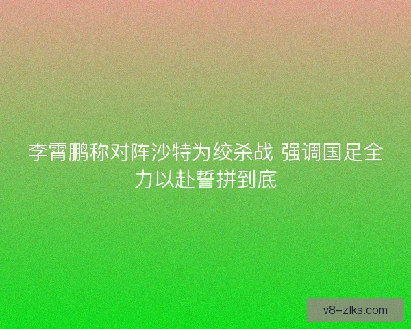 李霄鹏称对阵沙特为绞杀战 强调国足全力以赴誓拼到底